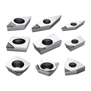 PCD inserts and diamond inserts for aluminum machining, copper alloy cutting, carbon fiber processing, and mirror finishing applications.